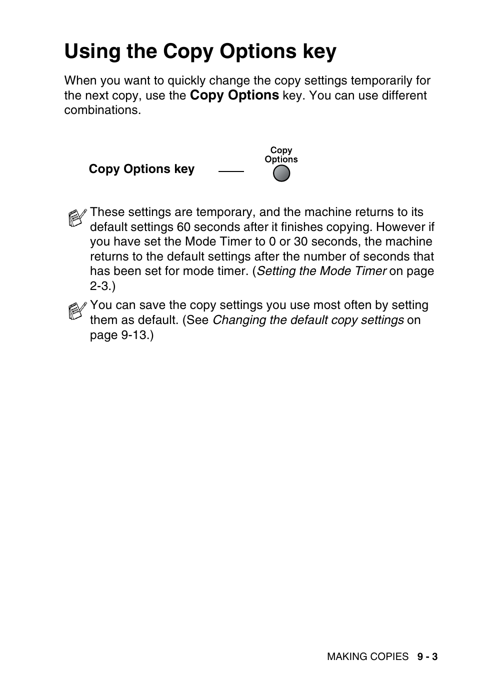 Using the copy options key, Using the copy options key -3 | Brother MFC-640CW User Manual | Page 109 / 225