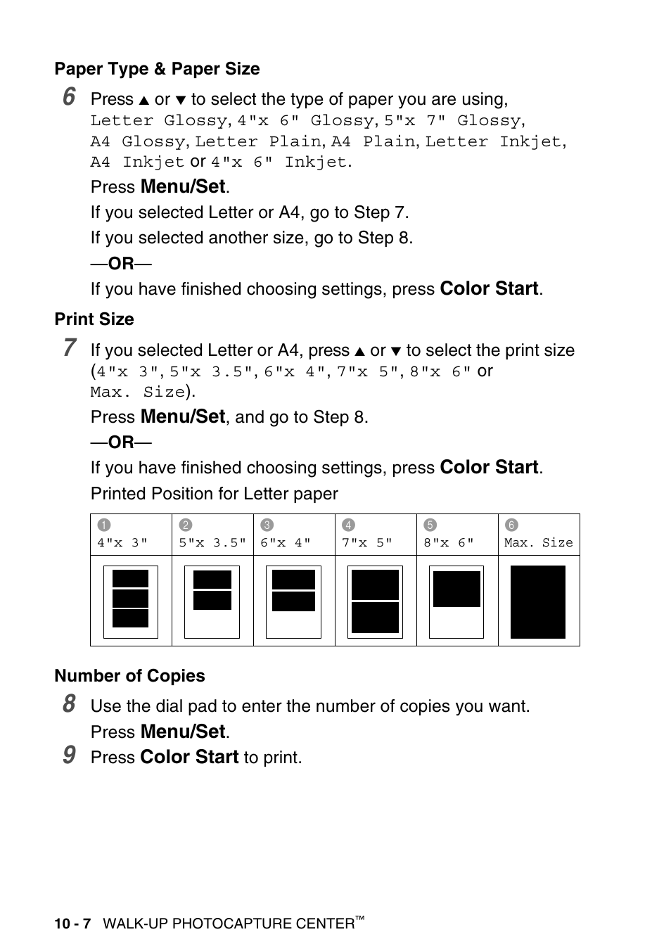 Menu/set, Color start | Brother MFC-640CW User Manual | Page 128 / 225