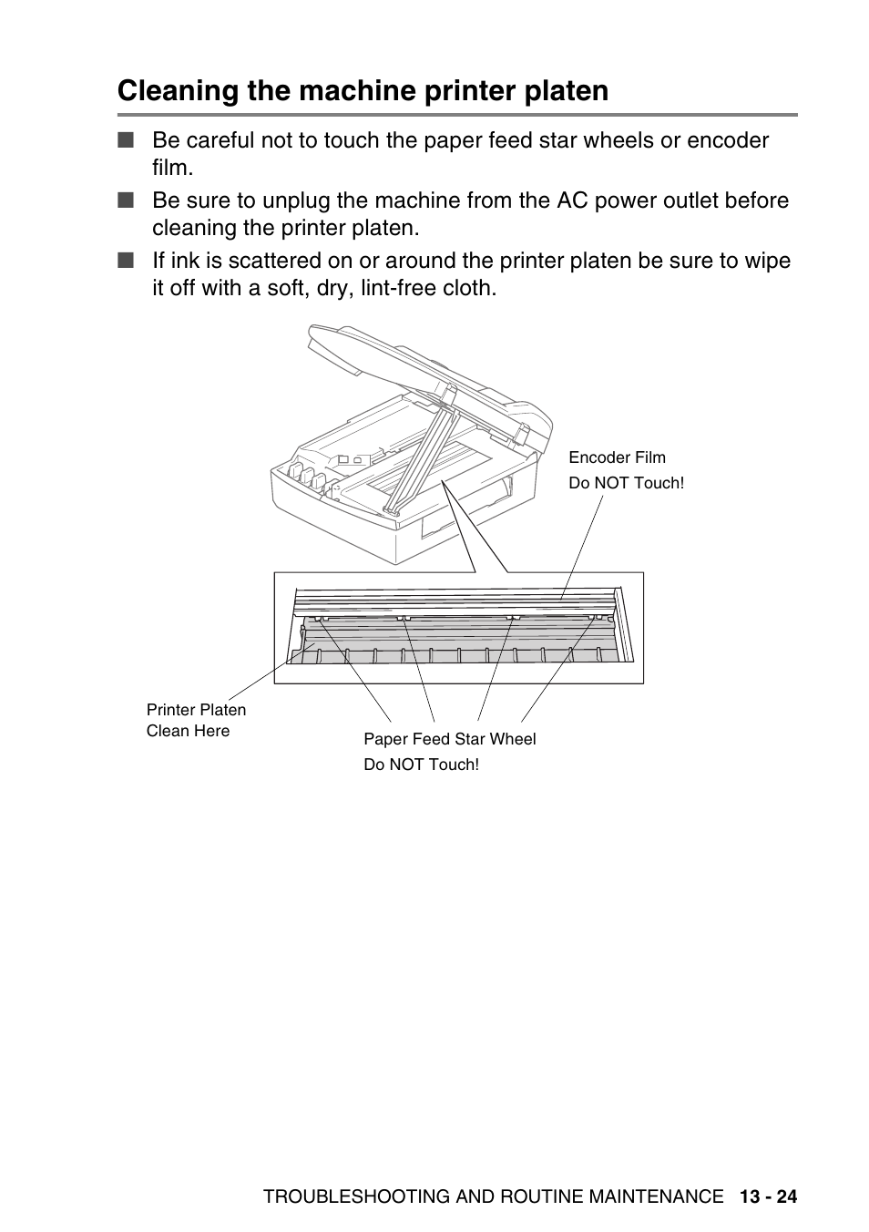 Cleaning the machine printer platen, Cleaning the machine printer platen -24 | Brother MFC-640CW User Manual | Page 167 / 225