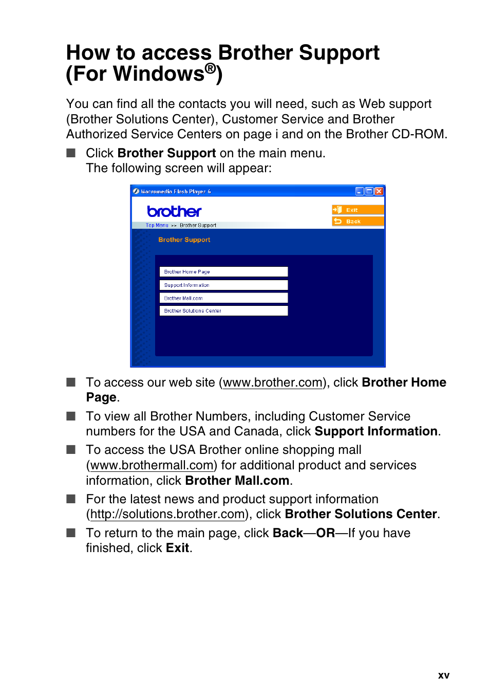 How to access brother support (for windows®), How to access brother support (for windows | Brother MFC-640CW User Manual | Page 17 / 225