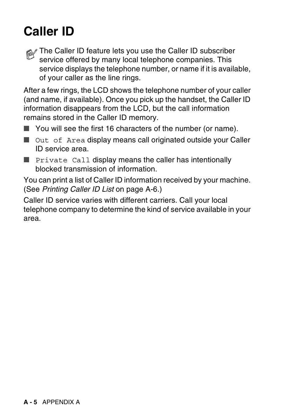 Caller id | Brother MFC-640CW User Manual | Page 178 / 225