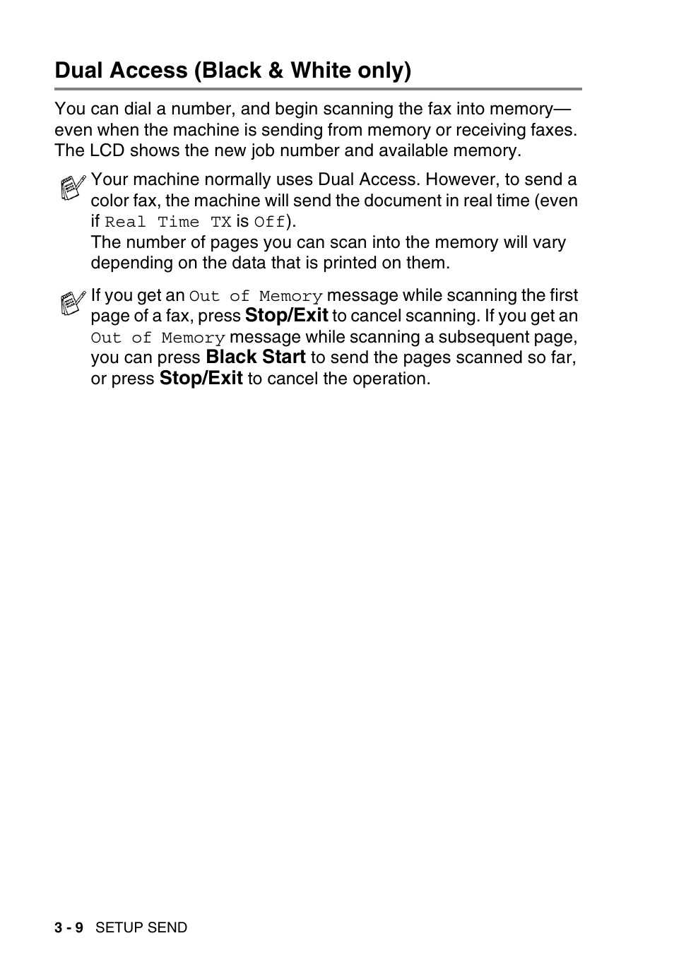 Dual access (black & white only), Dual access (black & white only) -9 | Brother MFC-640CW User Manual | Page 64 / 225
