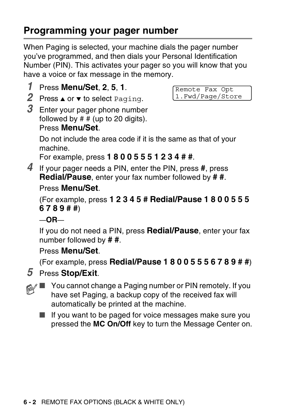 Programming your pager number | Brother MFC-640CW User Manual | Page 88 / 225