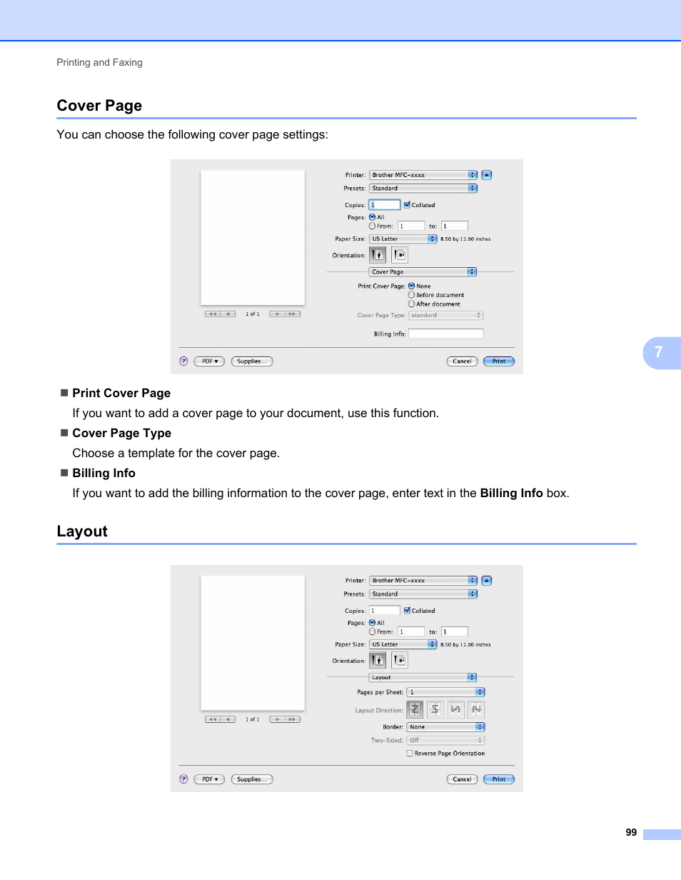 Layout, 7cover page | Brother MFC-7240 User Manual | Page 106 / 160