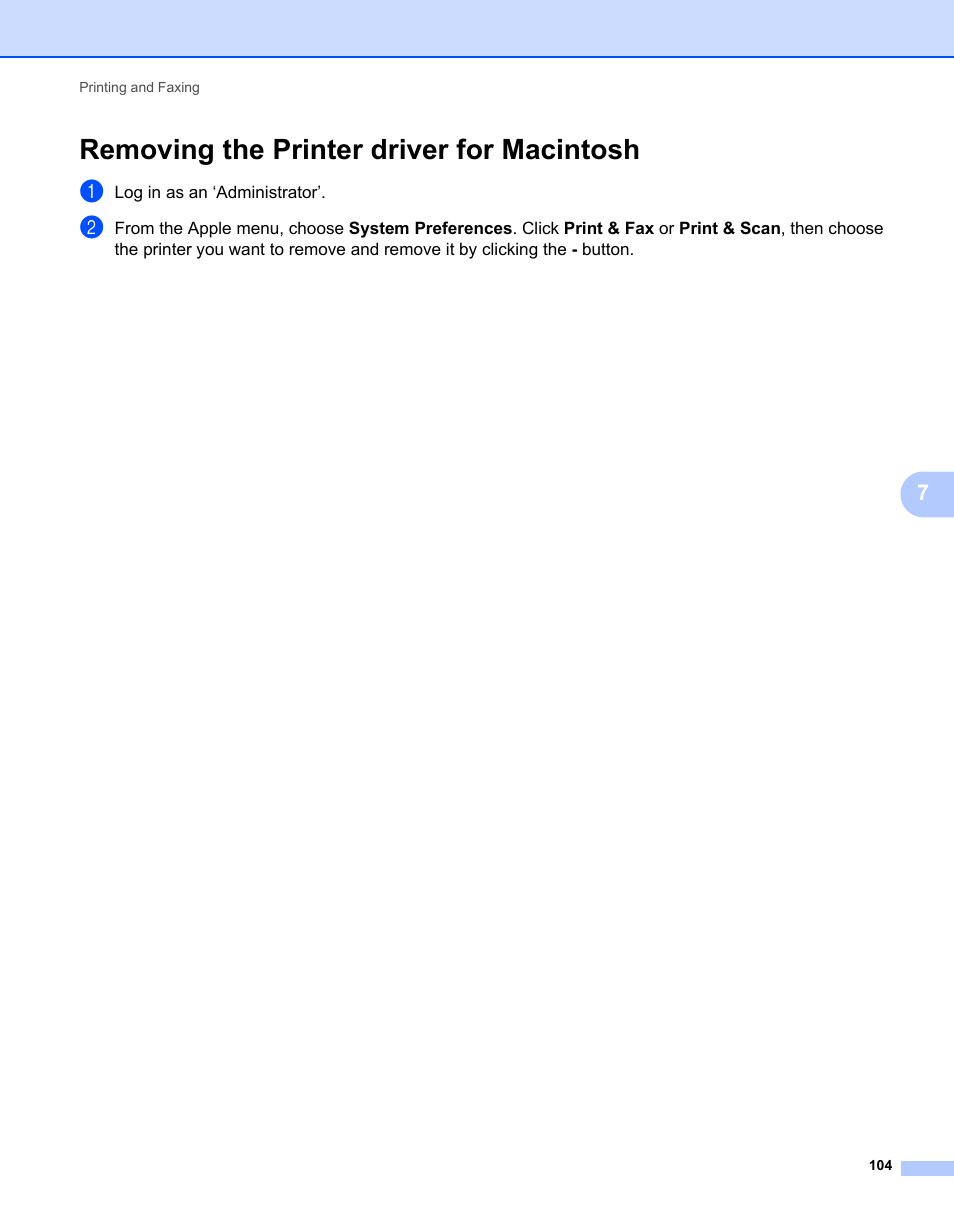 Removing the printer driver for macintosh | Brother MFC-7240 User Manual | Page 111 / 160