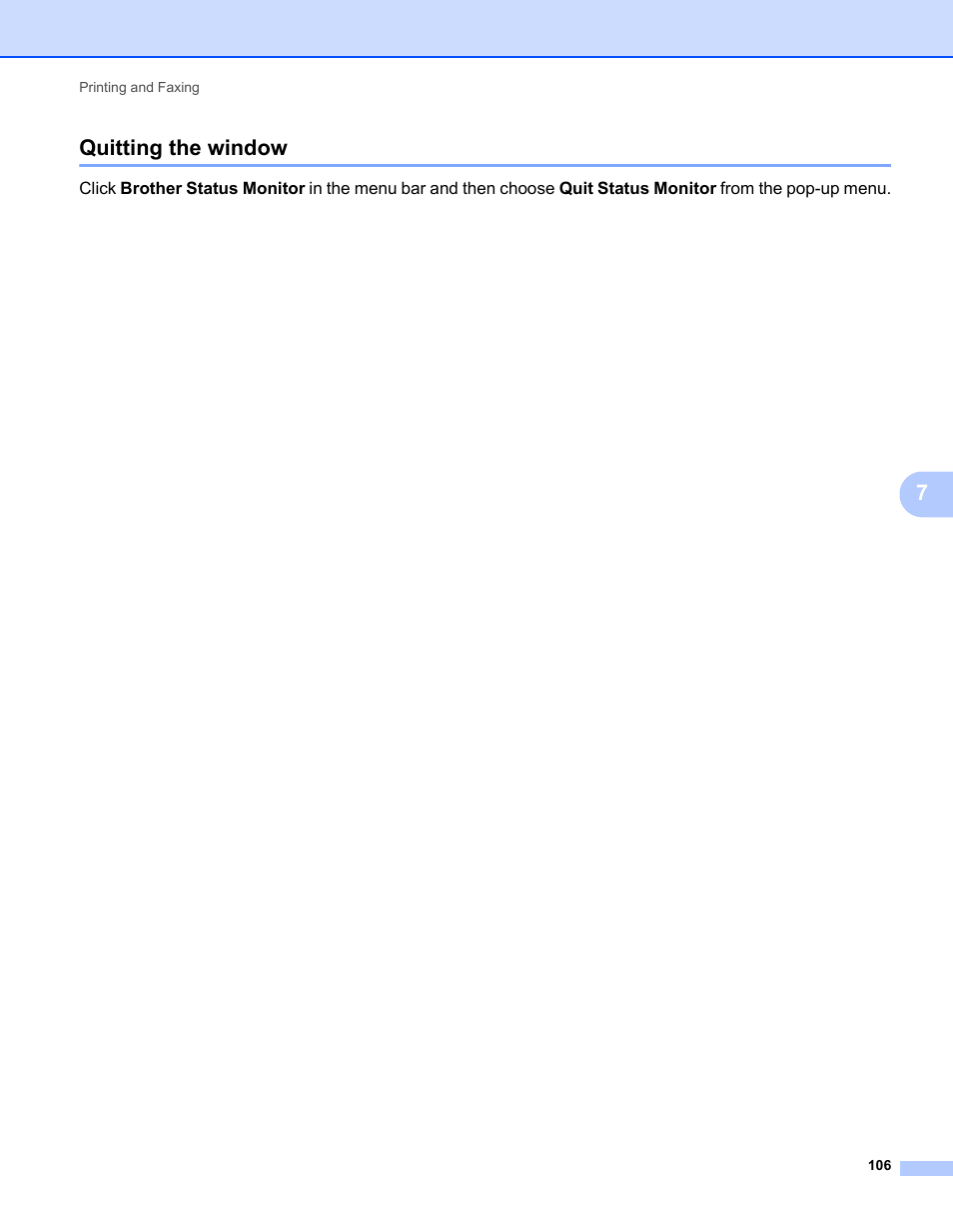 Quitting the window, 7quitting the window | Brother MFC-7240 User Manual | Page 113 / 160