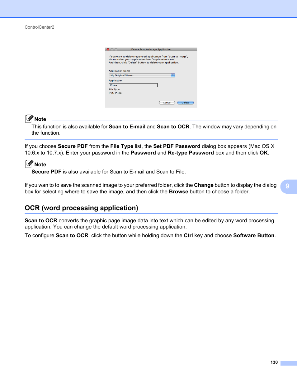 Ocr (word processing application) | Brother MFC-7240 User Manual | Page 137 / 160