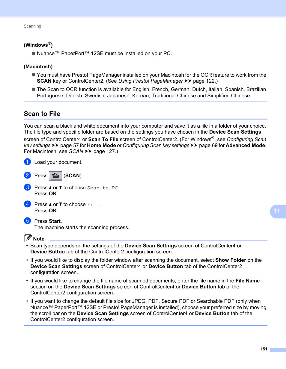 Scan to file | Brother MFC-7240 User Manual | Page 158 / 160