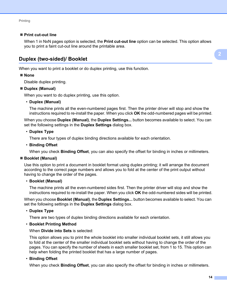 Duplex (two-sided)/ booklet | Brother MFC-7240 User Manual | Page 21 / 160