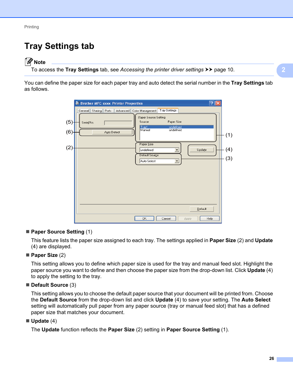 Tray settings tab | Brother MFC-7240 User Manual | Page 33 / 160