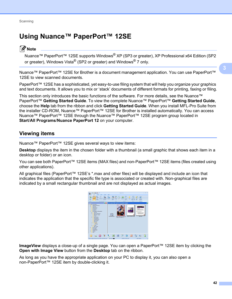 Using nuance™ paperport™ 12se, Viewing items | Brother MFC-7240 User Manual | Page 49 / 160