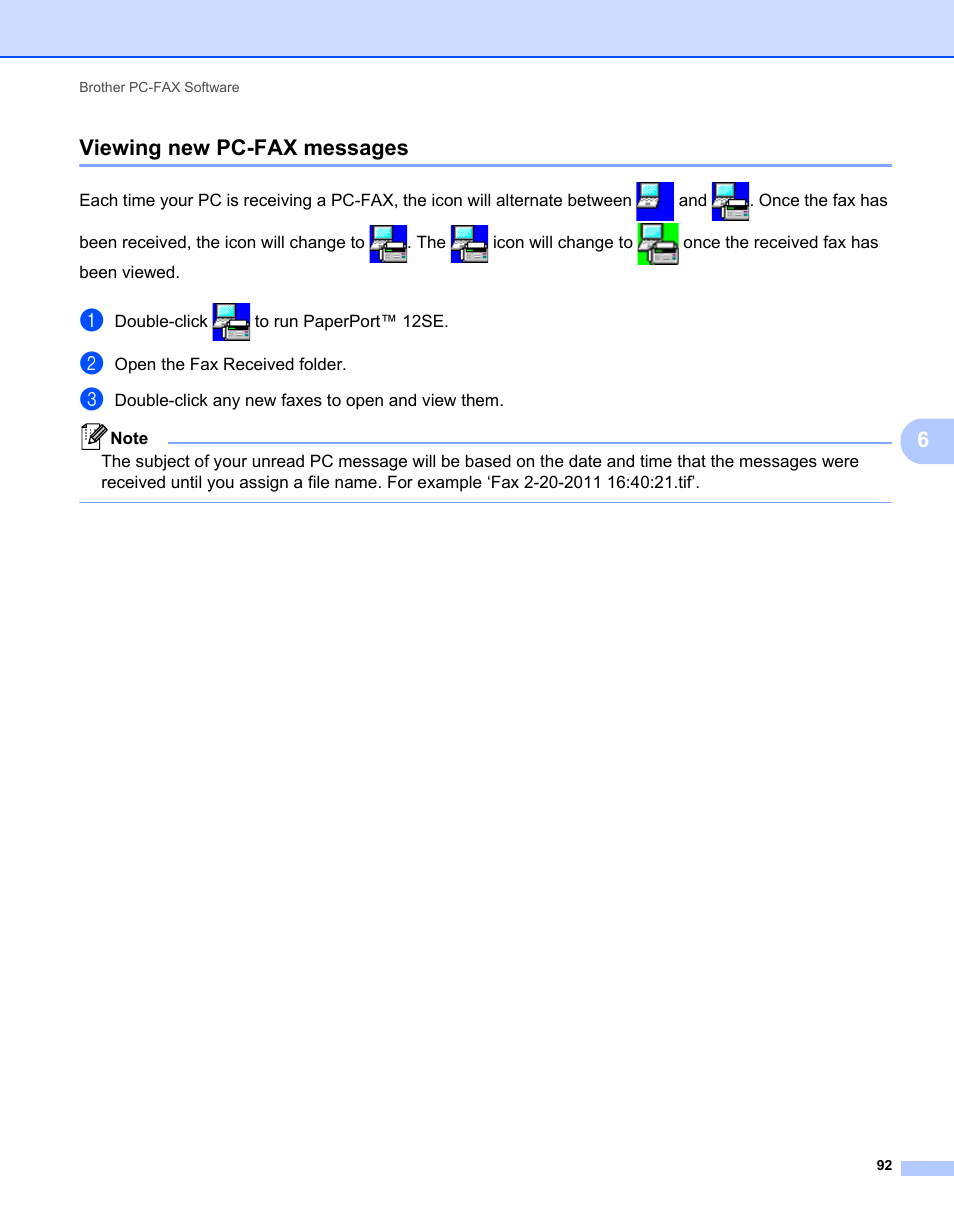 Viewing new pc-fax messages, 6viewing new pc-fax messages | Brother MFC-7240 User Manual | Page 99 / 160