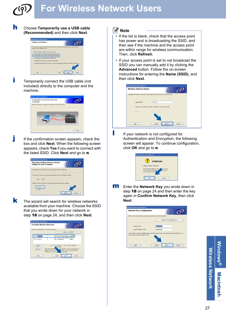 For wireless network users | Brother MFC 7860DW User Manual | Page 27 / 42