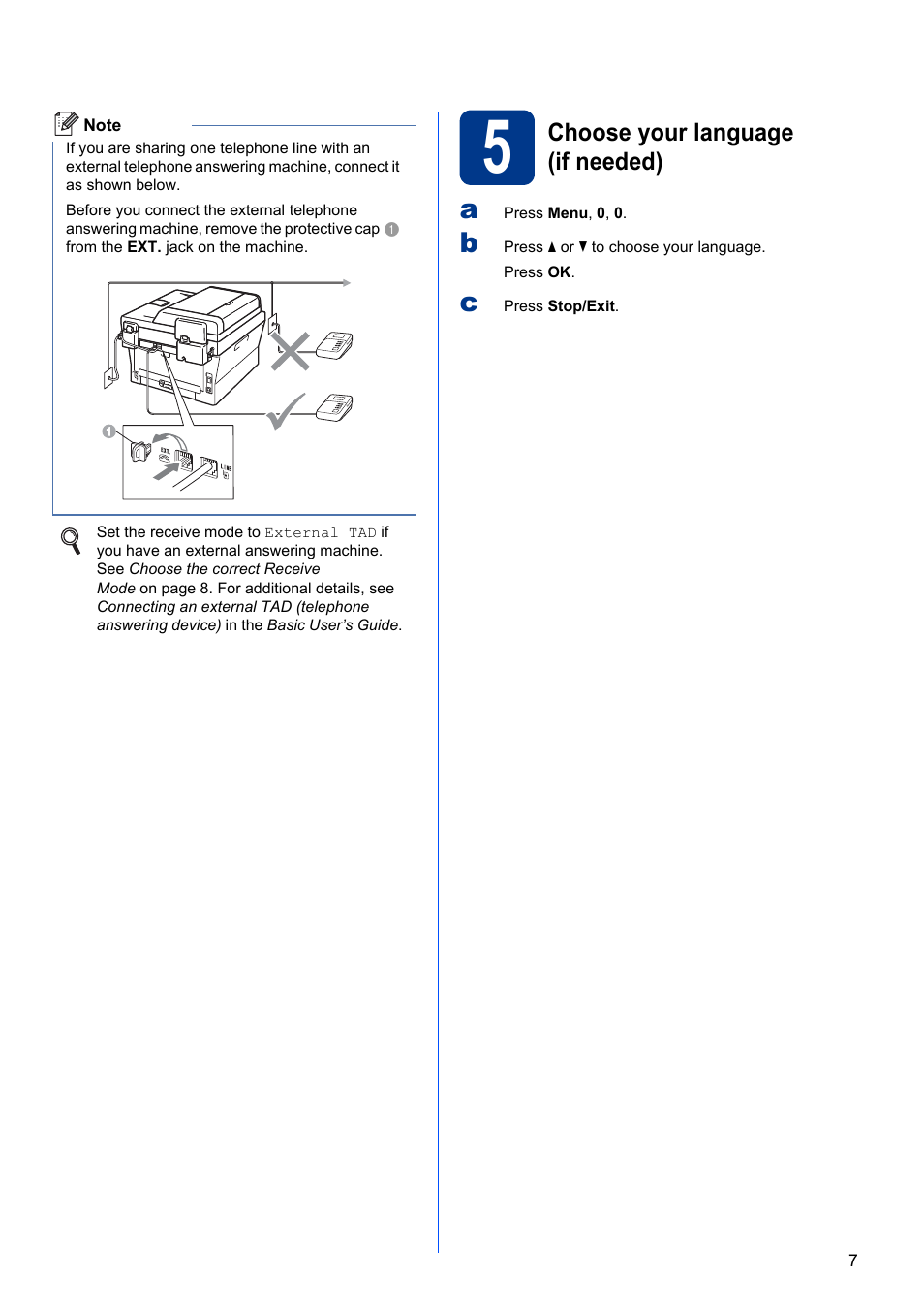 5 choose your language (if needed), Choose your language (if needed) | Brother MFC 7860DW User Manual | Page 7 / 42