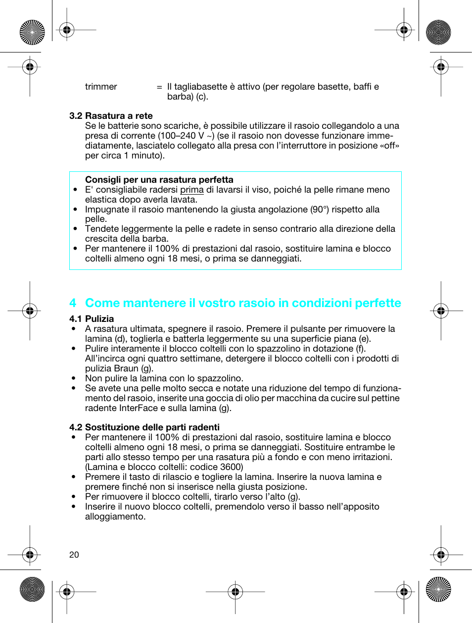 Braun 3773 InterFace Excel User Manual | Page 20 / 50