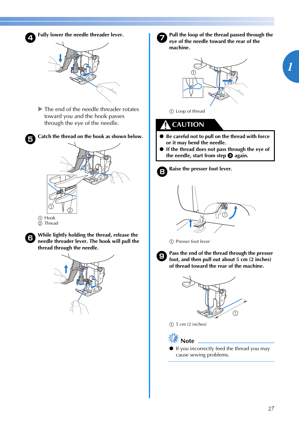 Caution | Brother XR1355 User Manual | Page 29 / 112