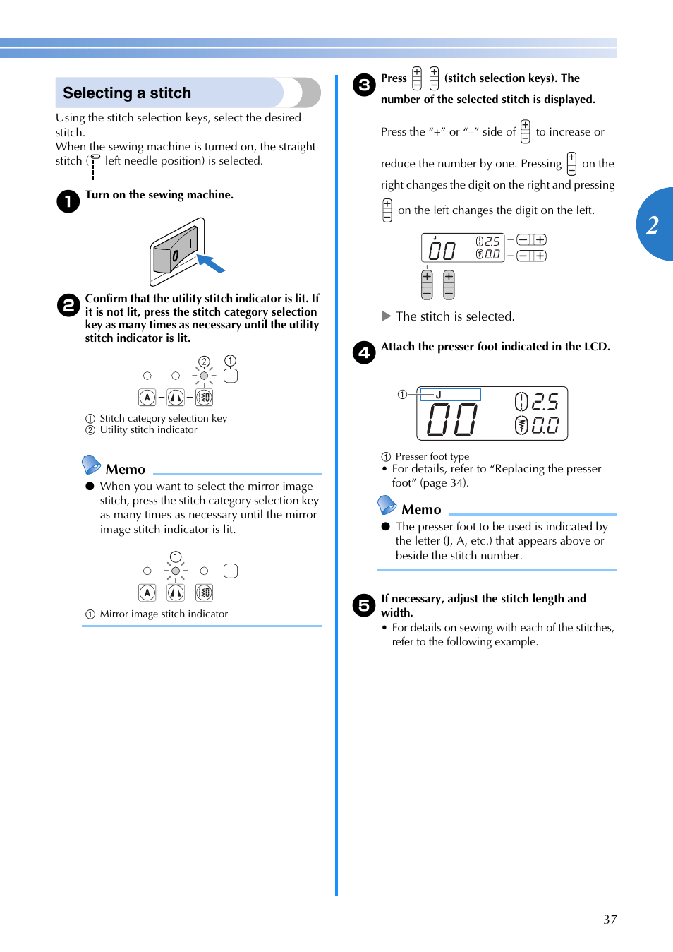 Selecting a stitch | Brother XR1355 User Manual | Page 39 / 112