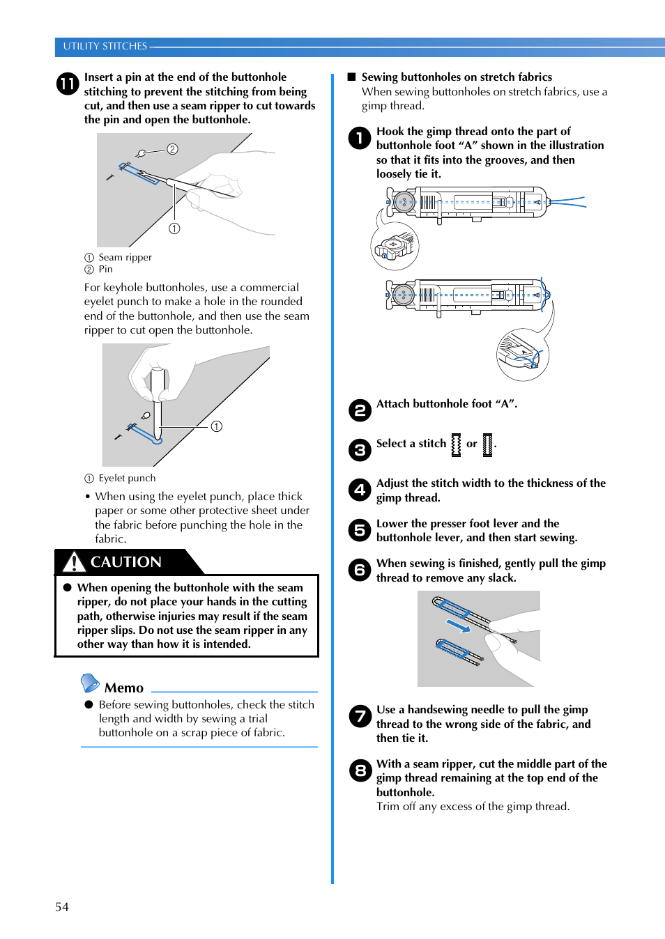 Caution | Brother XR1355 User Manual | Page 56 / 112
