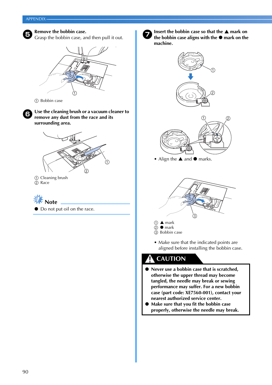 Caution | Brother XR1355 User Manual | Page 92 / 112