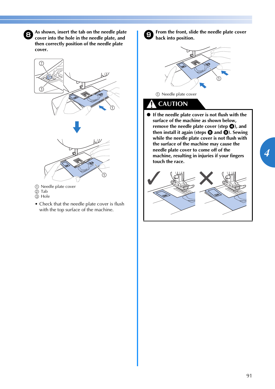 Caution | Brother XR1355 User Manual | Page 93 / 112