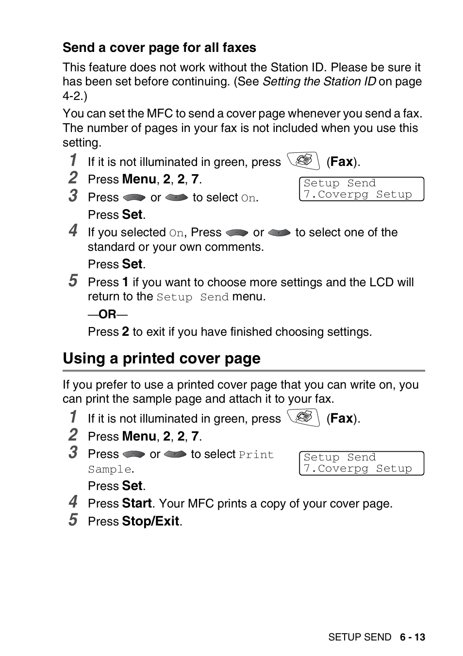 Using a printed cover page | Brother MFC 8220 User Manual | Page 102 / 213