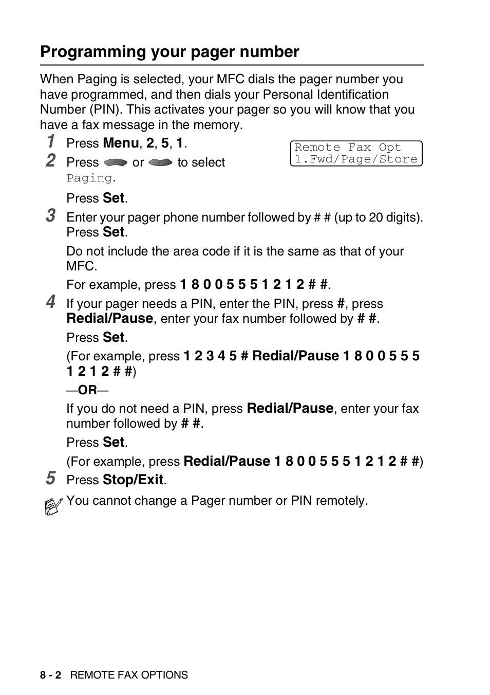 Programming your pager number | Brother MFC 8220 User Manual | Page 117 / 213