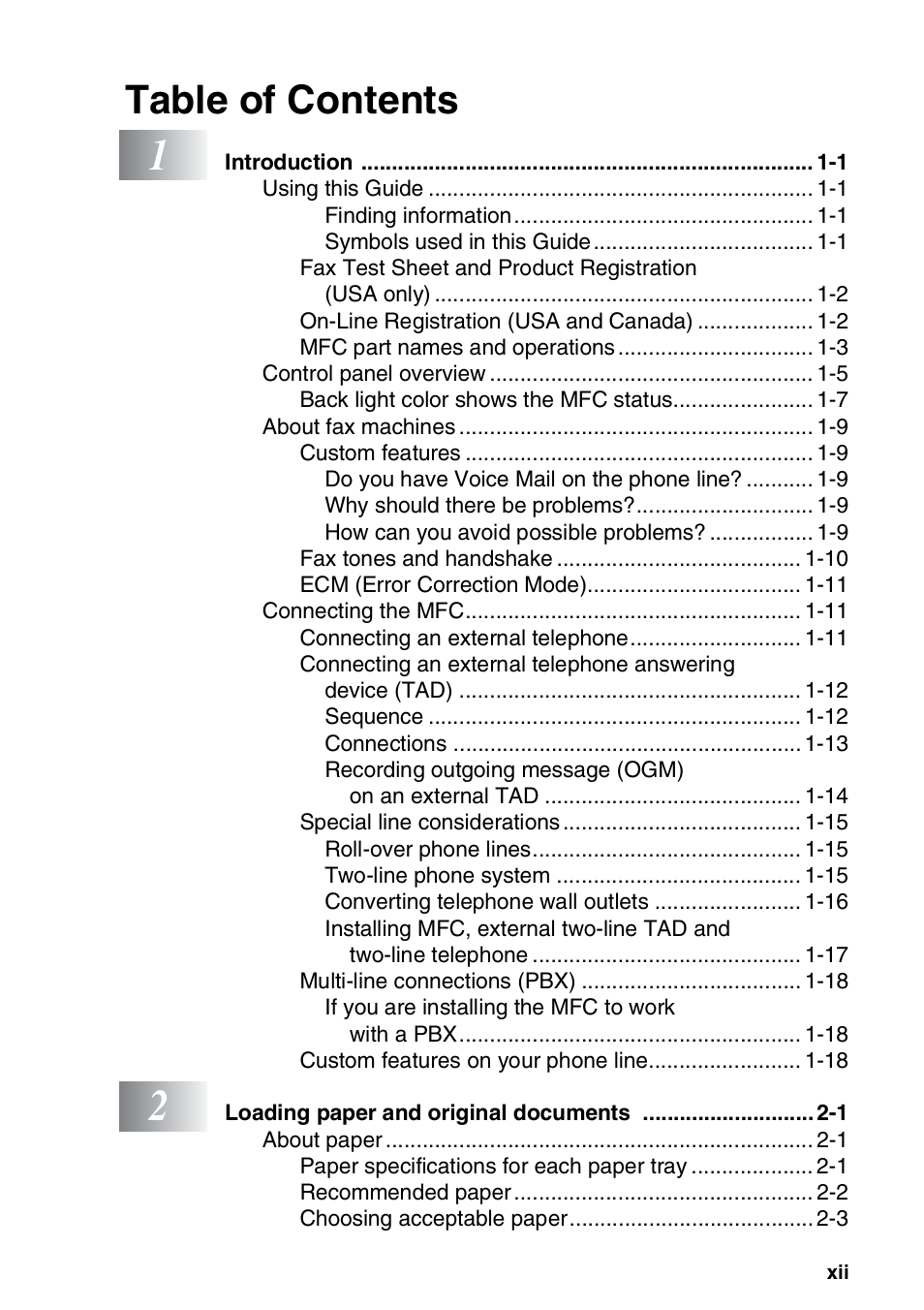 Brother MFC 8220 User Manual | Page 14 / 213