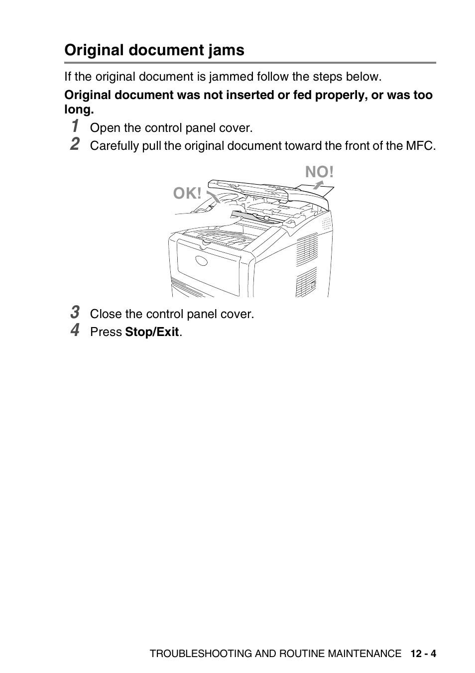 Original document jams, Original document jams -4 | Brother MFC 8220 User Manual | Page 152 / 213