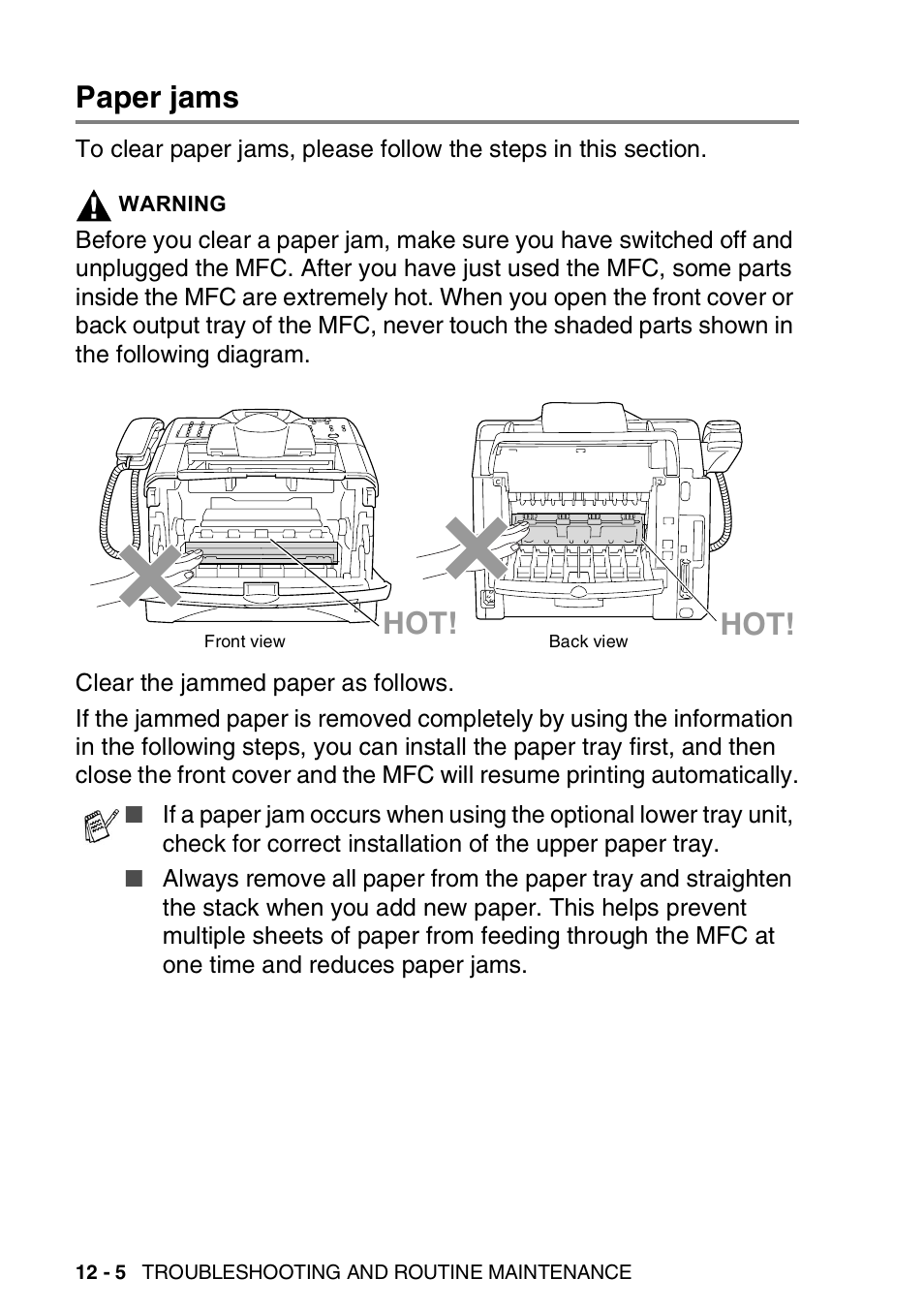 Paper jams, Paper jams -5 | Brother MFC 8220 User Manual | Page 153 / 213