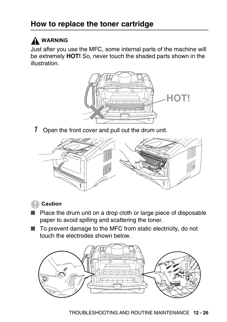 How to replace the toner cartridge, How to replace the toner cartridge -26 | Brother MFC 8220 User Manual | Page 174 / 213