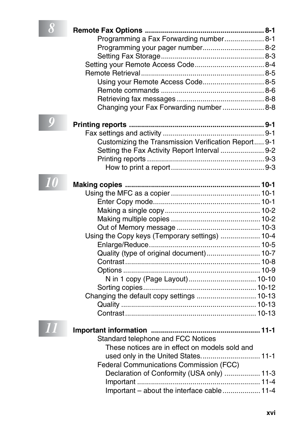 Brother MFC 8220 User Manual | Page 18 / 213