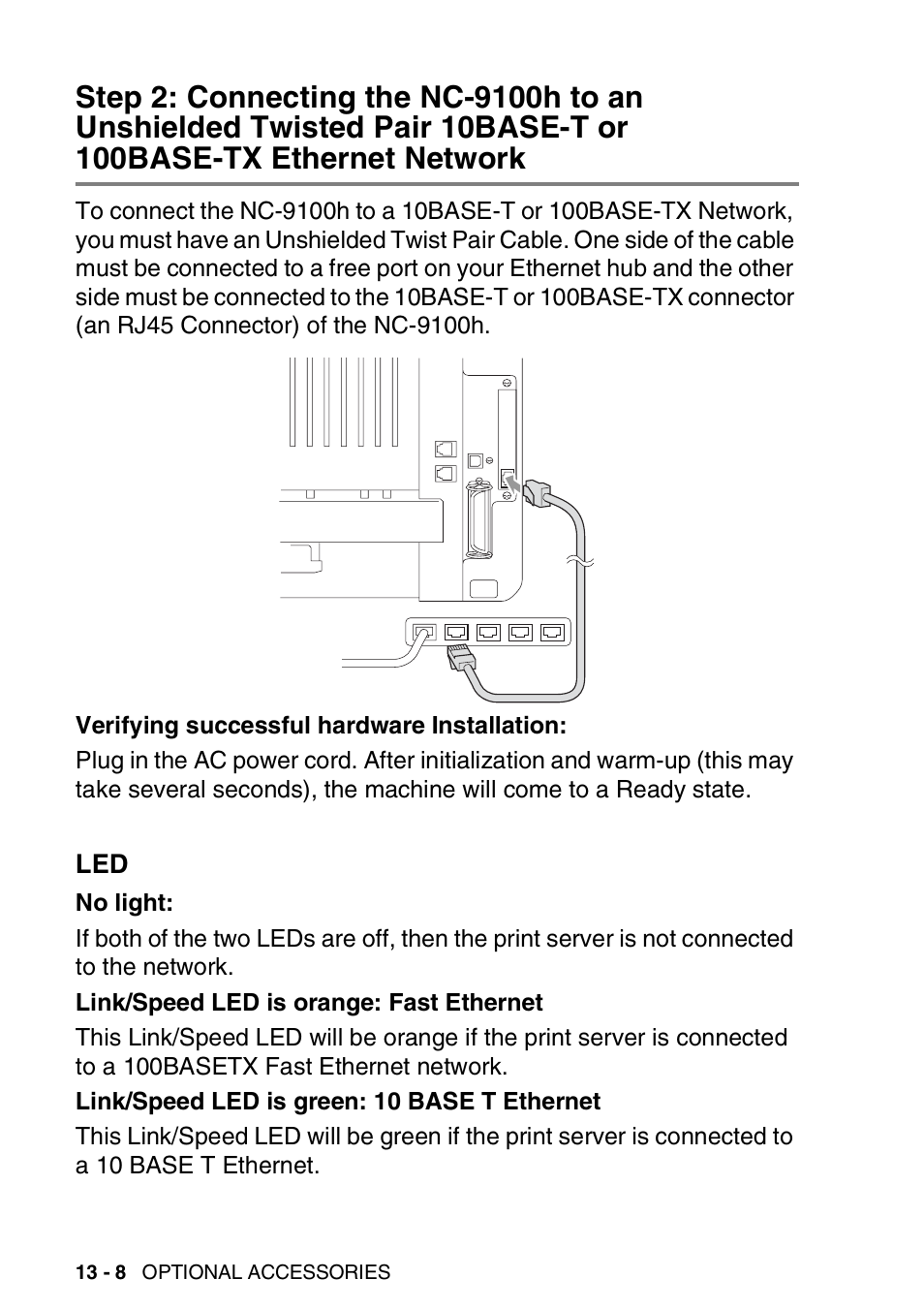 Step 2: connecting the nc-9100h to an unshielded | Brother MFC 8220 User Manual | Page 189 / 213