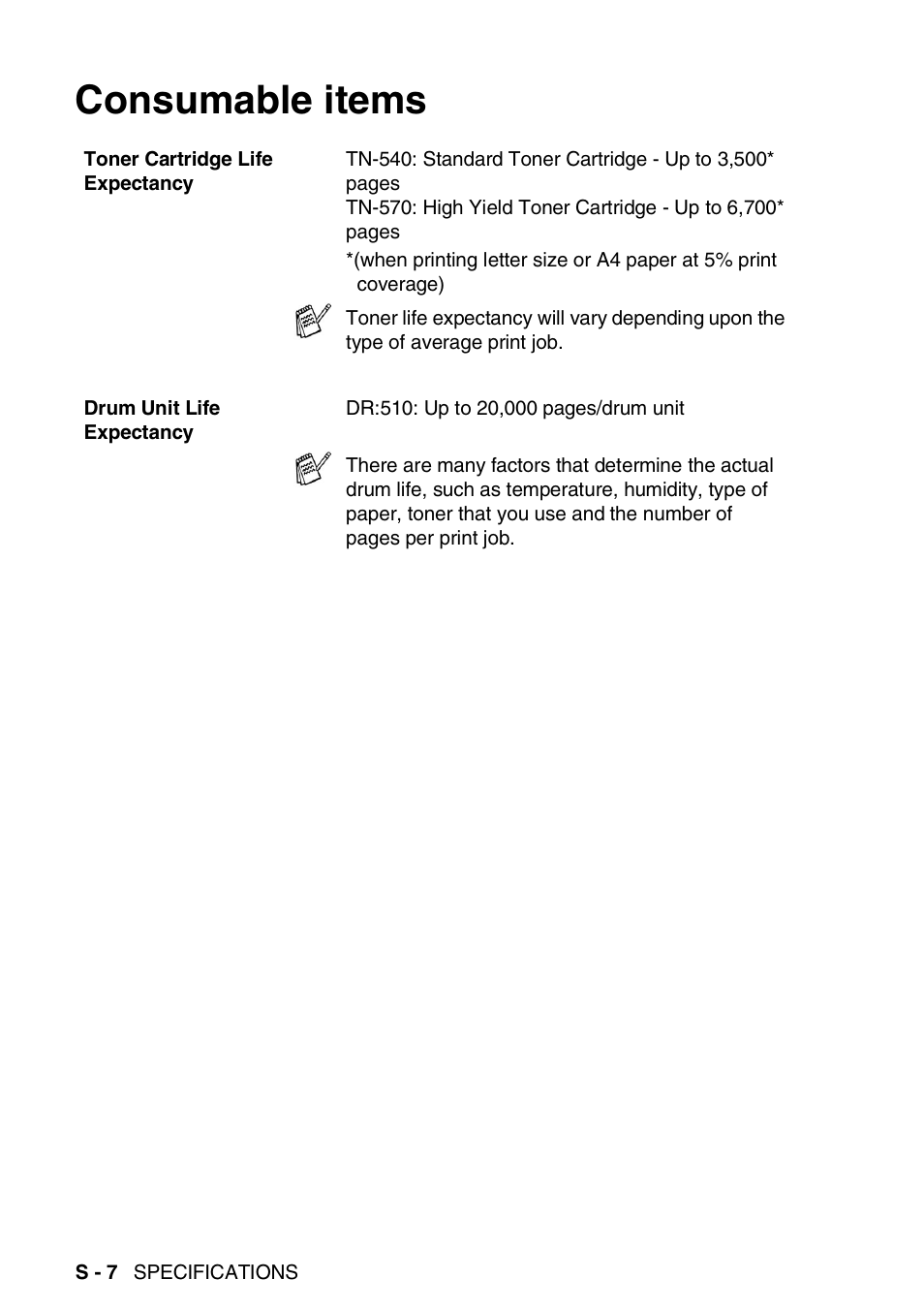 Consumable items | Brother MFC 8220 User Manual | Page 203 / 213