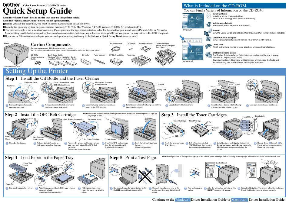 Brother HL-3450CN User Manual | 2 pages