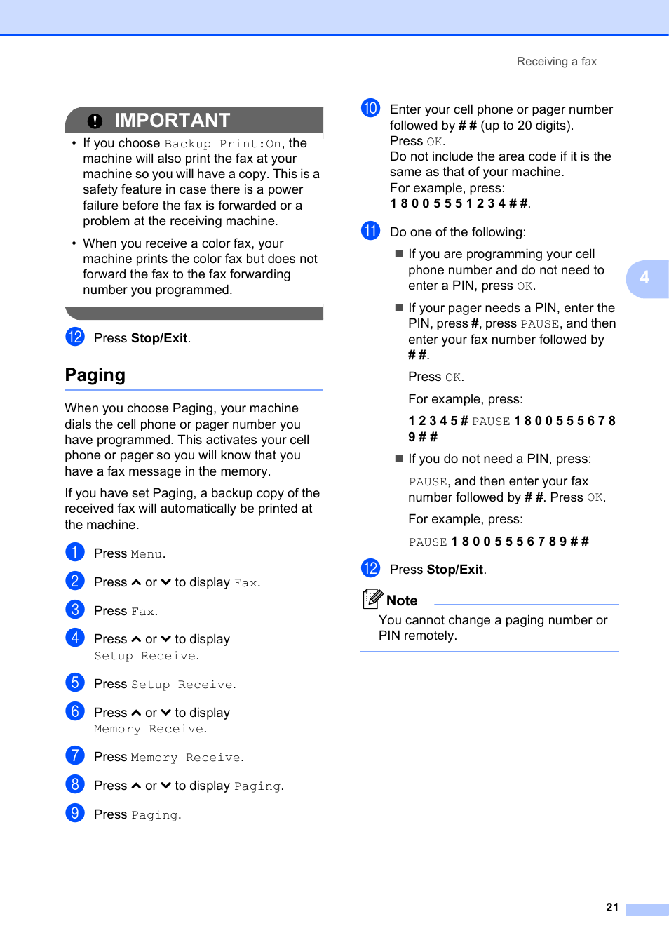 Paging, Important | Brother MFC J5910DW User Manual | Page 27 / 87