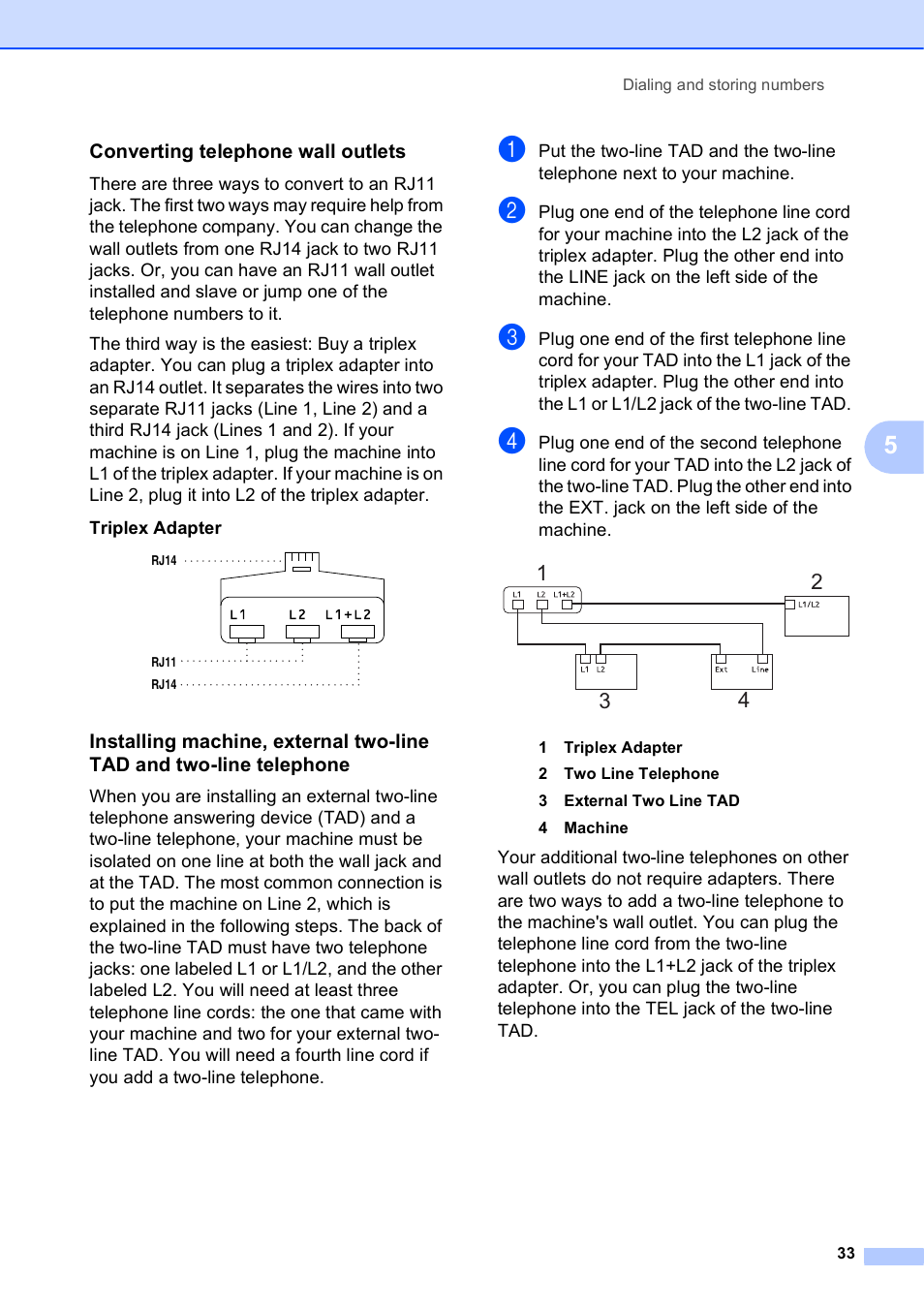 Converting telephone wall outlets | Brother MFC J5910DW User Manual | Page 39 / 87