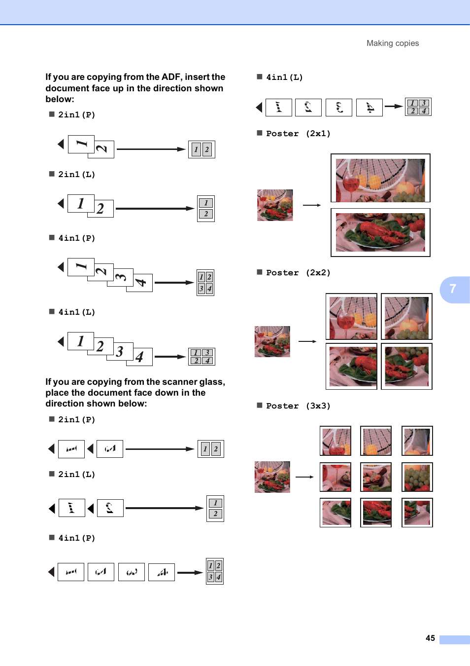 2in1(l), 4in1(p), 4in1(l) | Poster (2x1), Poster (2x2), Poster (3x3) | Brother MFC J5910DW User Manual | Page 51 / 87