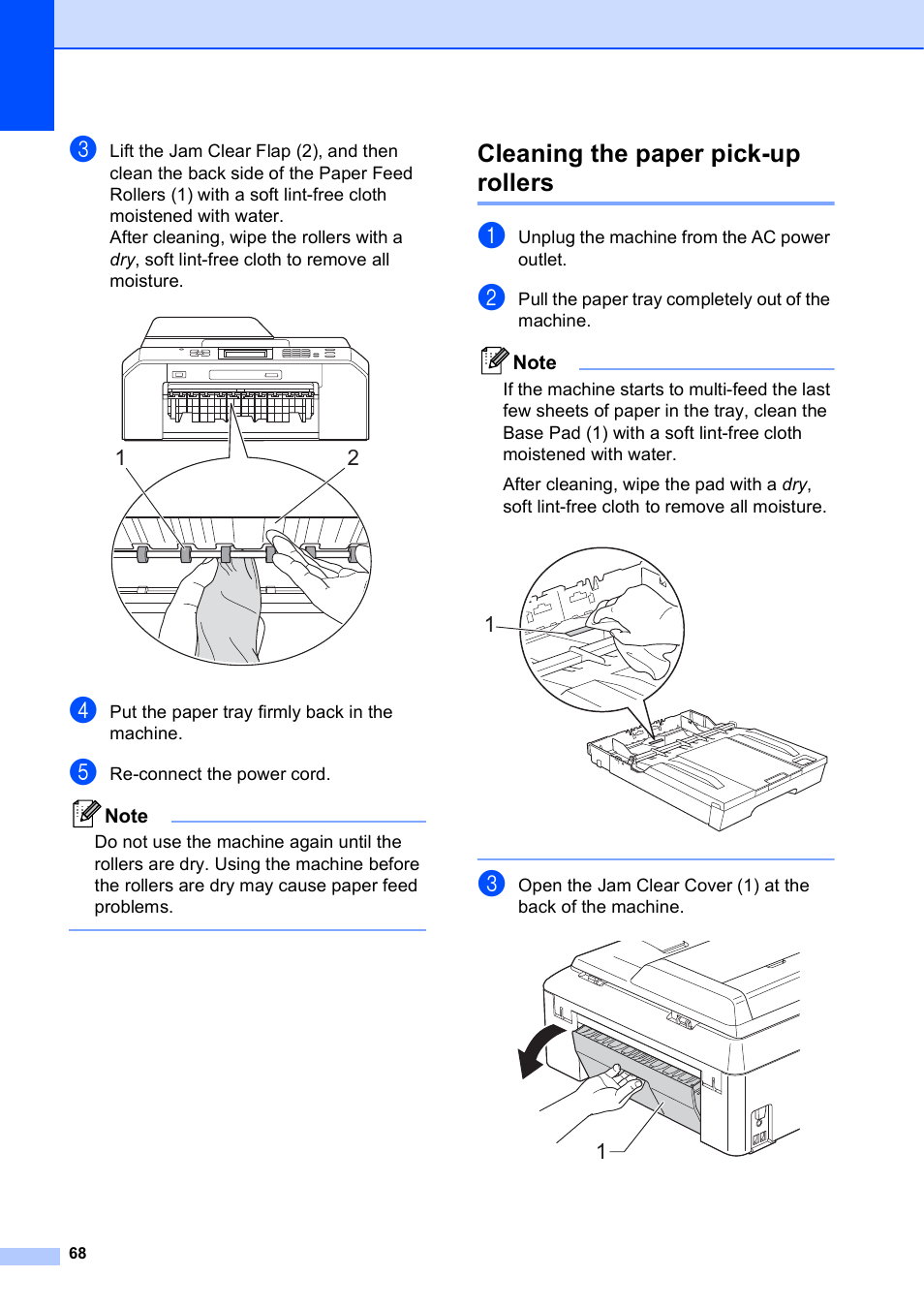 Cleaning the paper pick-up rollers | Brother MFC J5910DW User Manual | Page 74 / 87