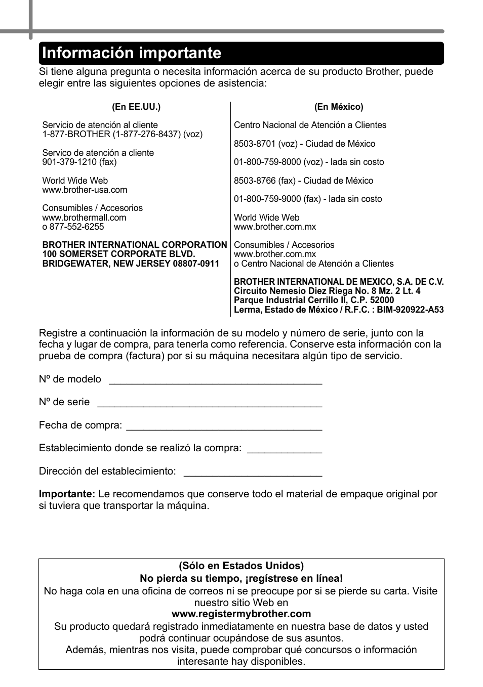 Información importante | Brother QL-1060N User Manual | Page 40 / 69
