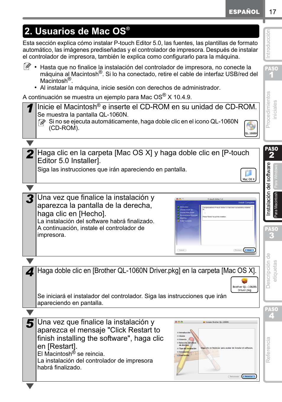 Usuarios de mac os | Brother QL-1060N User Manual | Page 57 / 69