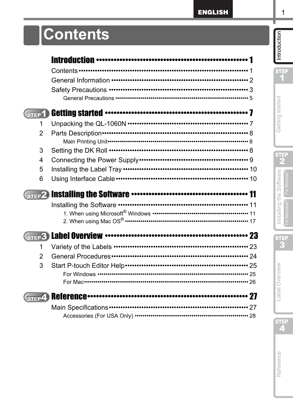 Brother QL-1060N User Manual | Page 7 / 69