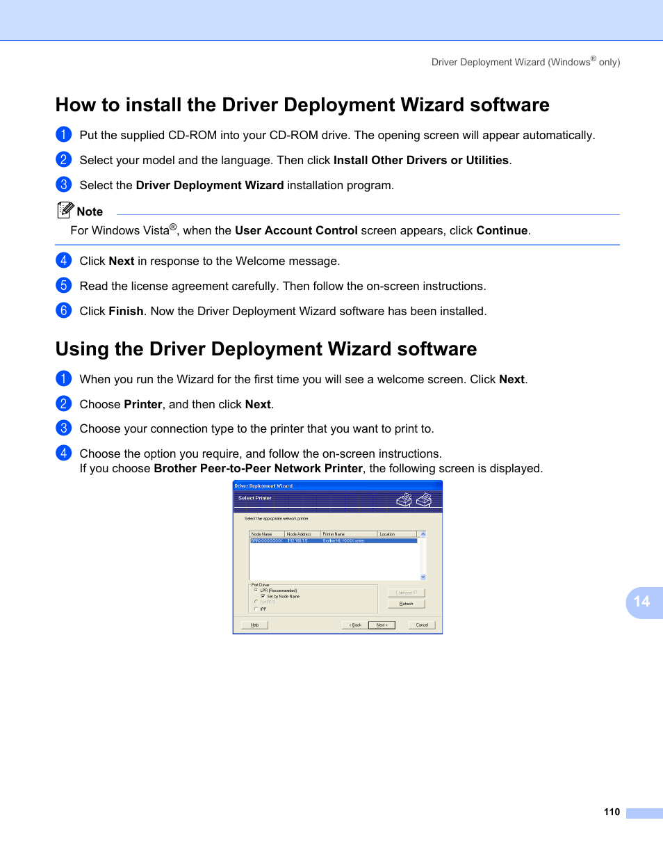 Using the driver deployment wizard software | Brother HL-2170W User Manual | Page 117 / 137