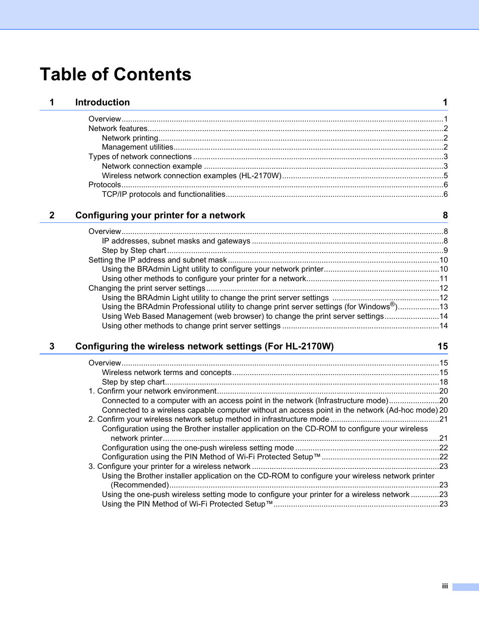 Brother HL-2170W User Manual | Page 4 / 137