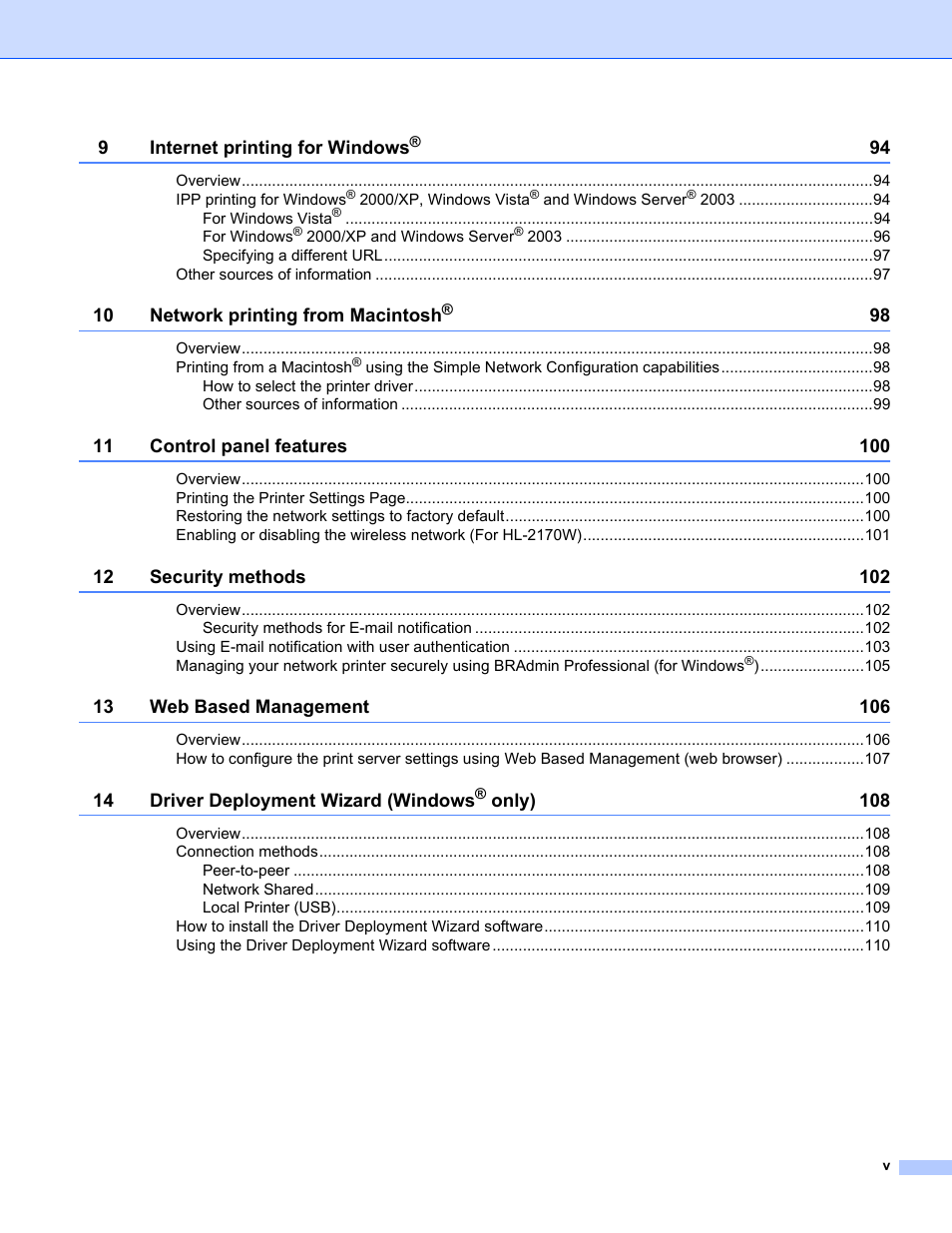 Brother HL-2170W User Manual | Page 6 / 137