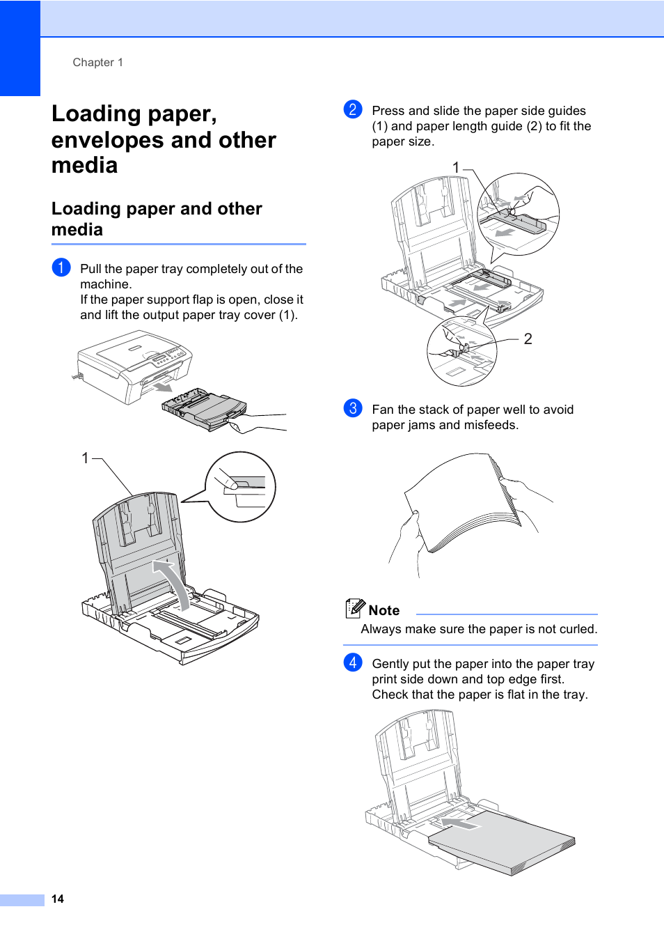 Loading paper, envelopes and other media, Loading paper and other media | Brother DCP-130C User Manual | Page 27 / 102