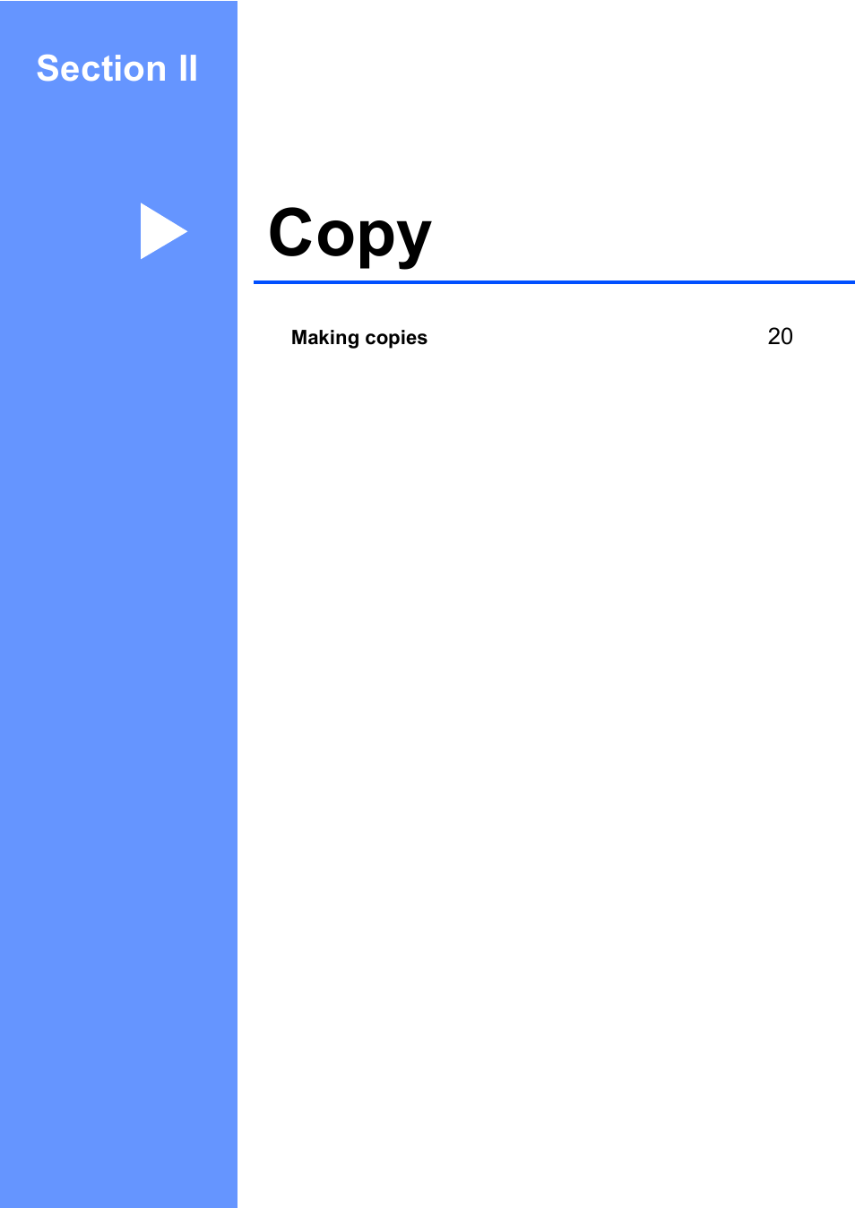 Section ii: copy, Section ii copy, Copy | Brother DCP-130C User Manual | Page 32 / 102