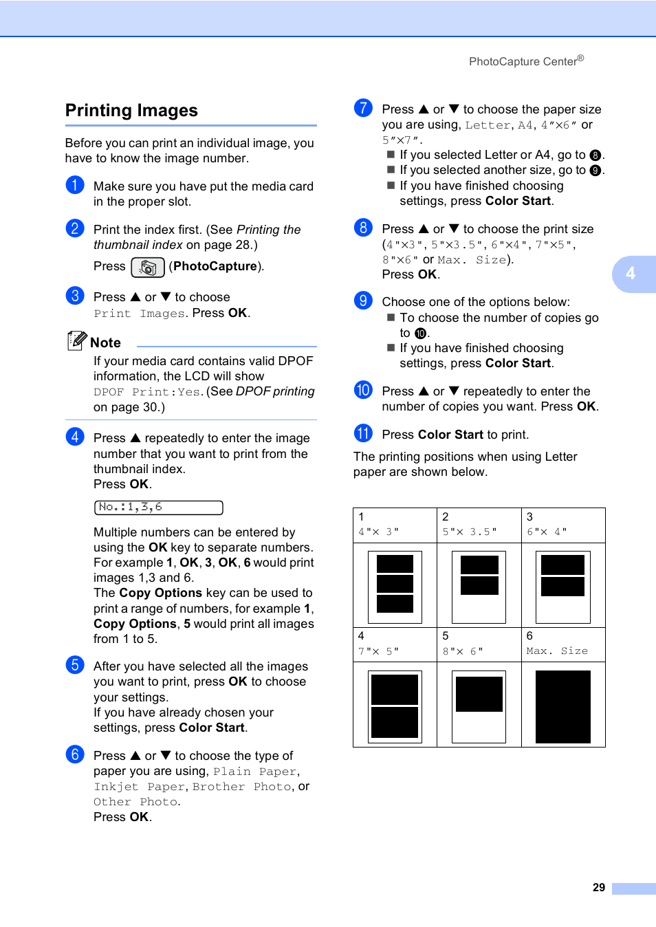 Printing images, 4printing images | Brother DCP-130C User Manual | Page 42 / 102