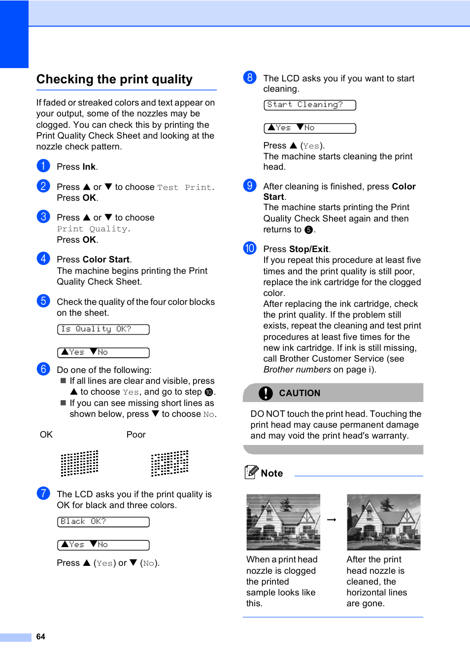 Checking the print quality | Brother DCP-130C User Manual | Page 77 / 102