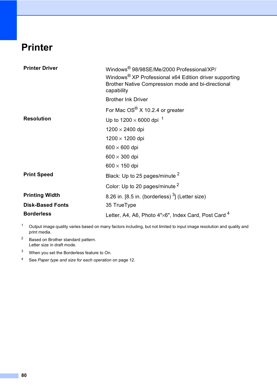 Printer | Brother DCP-130C User Manual | Page 93 / 102