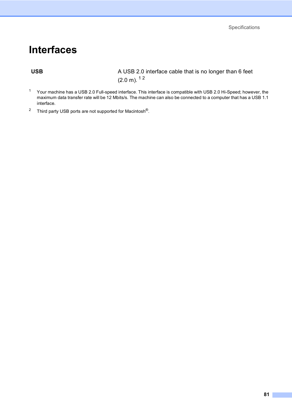 Interfaces | Brother DCP-130C User Manual | Page 94 / 102